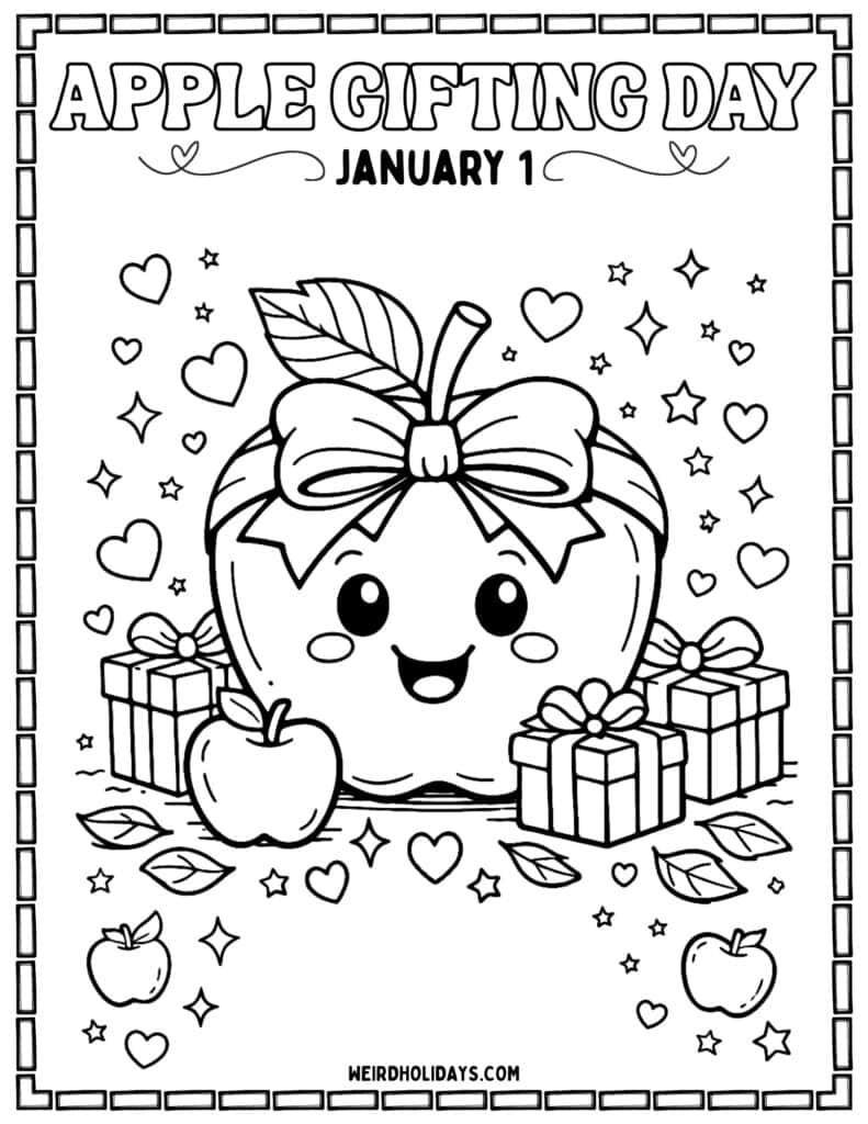 Apple Gifting Day Coloring Page