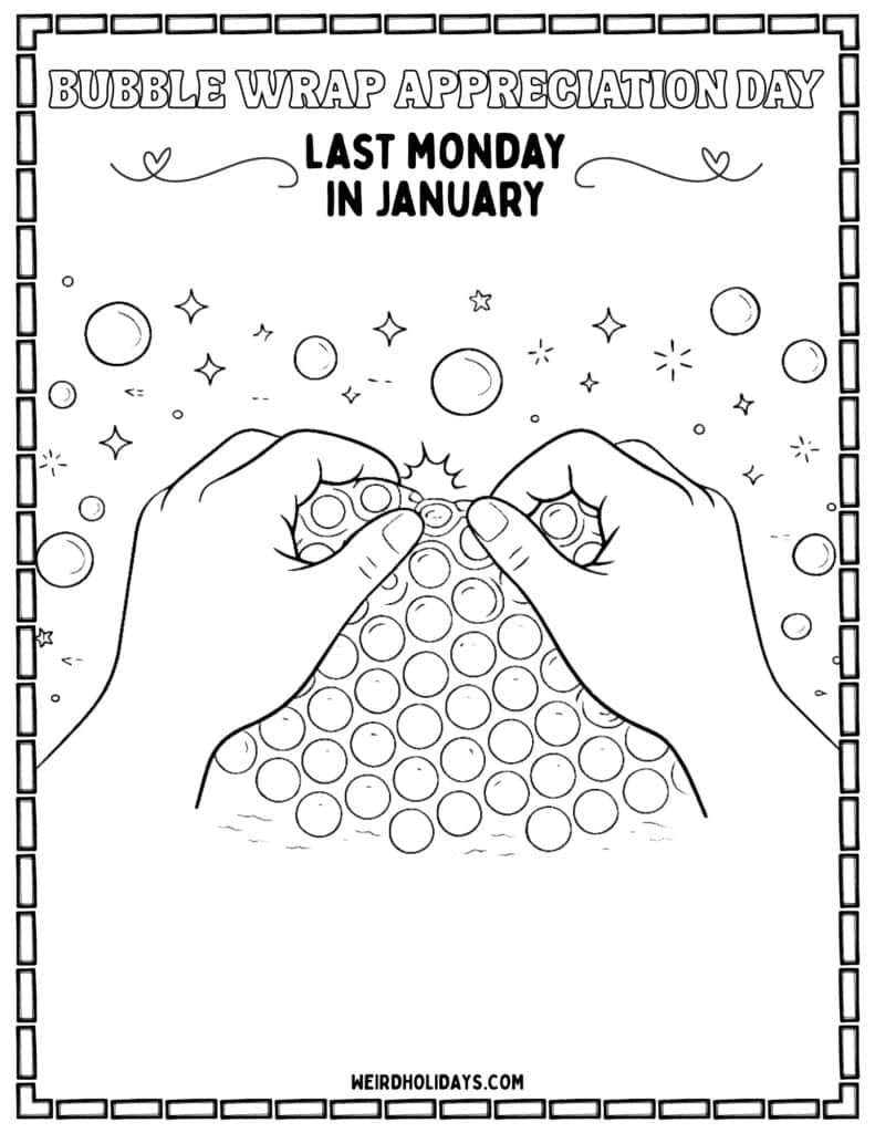 Bubble Wrap Appreciation Day Coloring Page