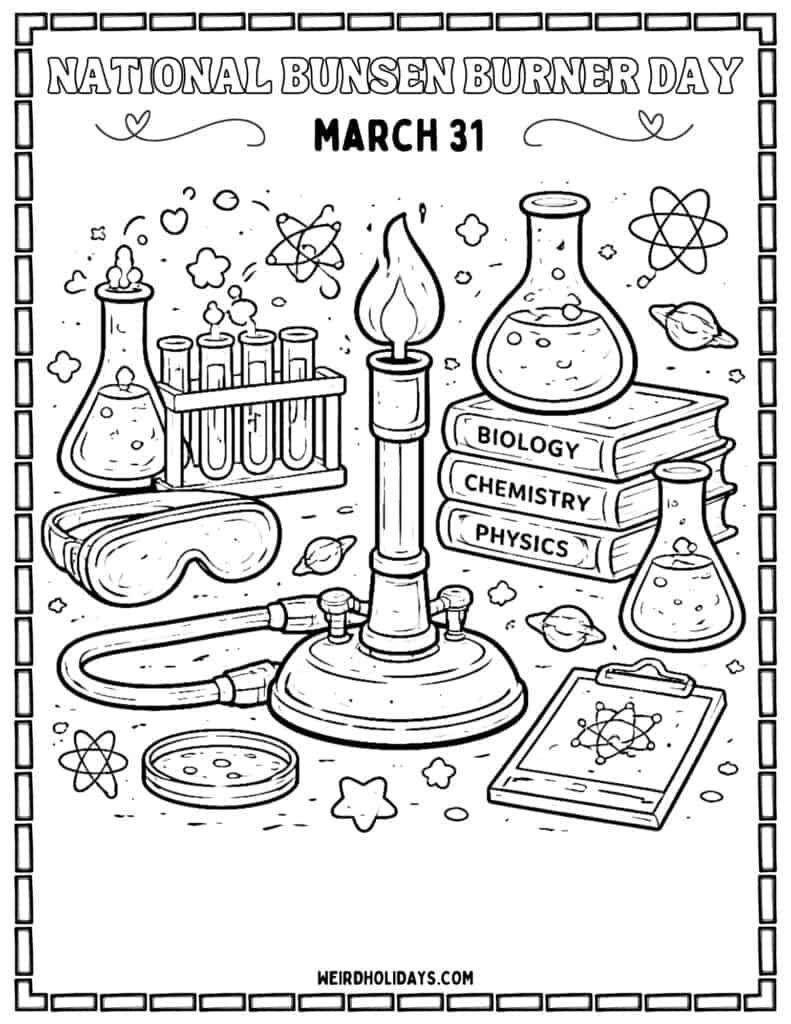 Bunsen Burner Day Coloring Page