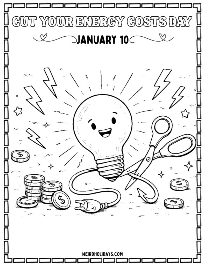 Cut Your Energy Costs Day Coloring Page