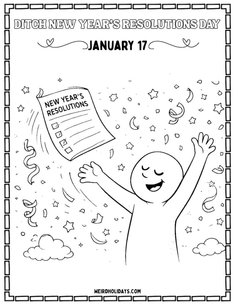 Ditch new Year's Resolutions Day Coloring Page