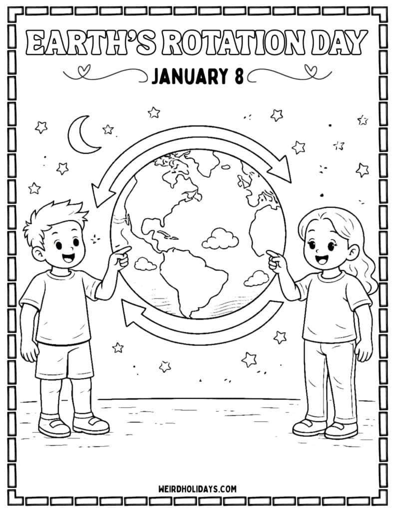 Earth's Rotation Day Coloring Page