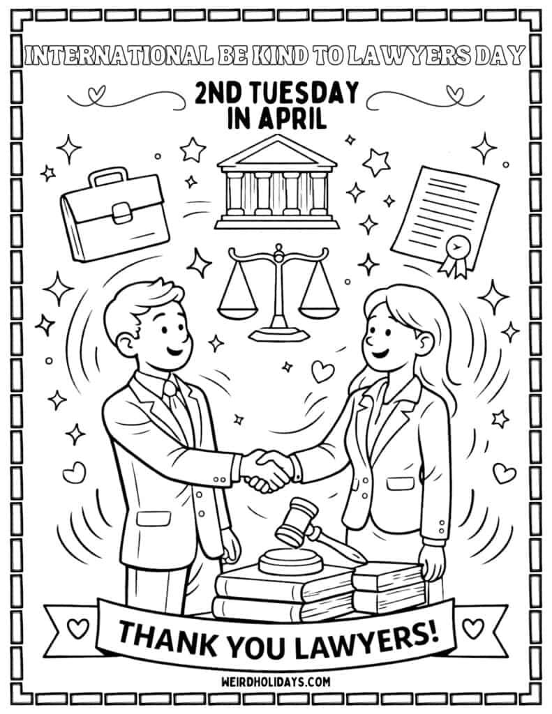 International Be Kind to Lawyers Day Coloring Page
