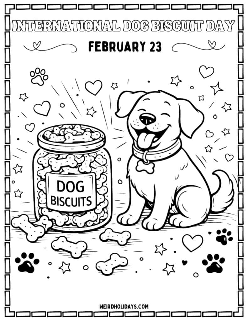International Dog Biscuit Day Coloring Page
