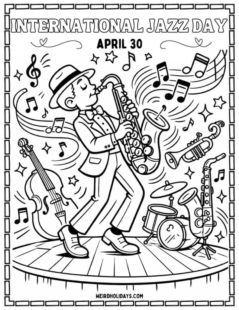 International Jazz Day Coloring Page
