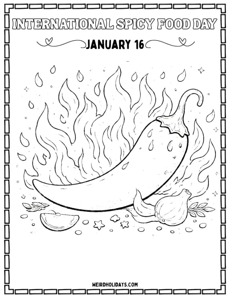 International Spicy Food Day Coloring Page