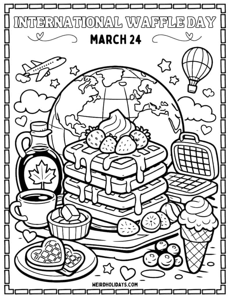 International Waffle Day Coloring Page