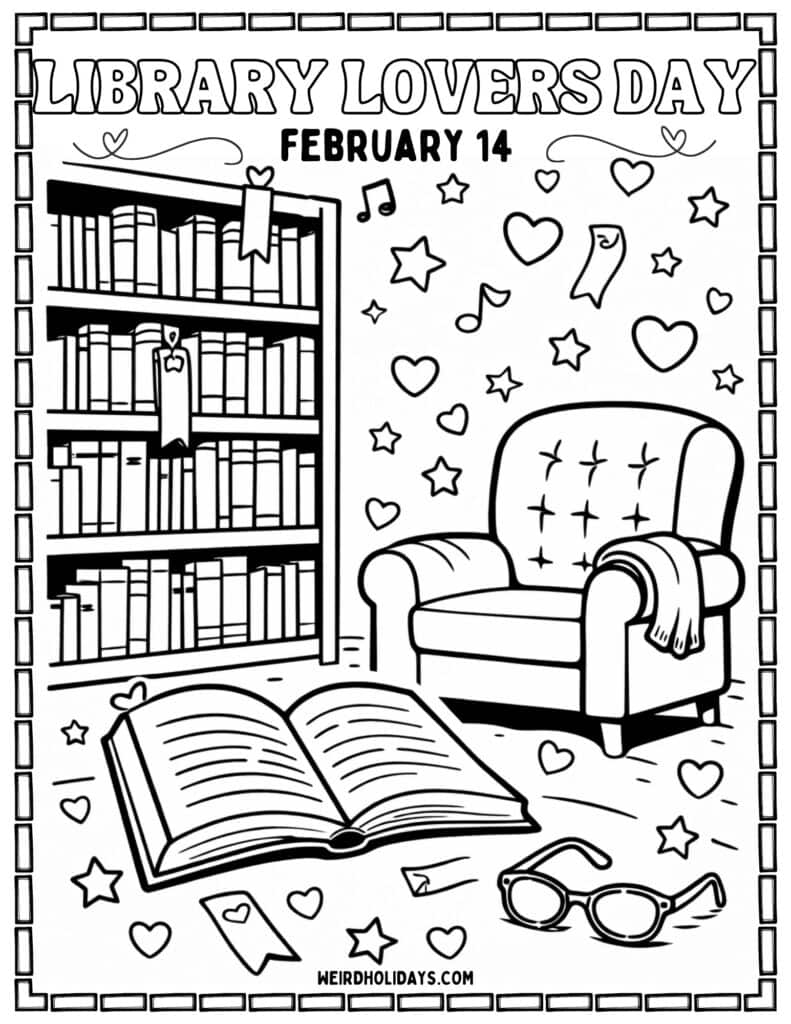 Library Lovers Day Coloring Page