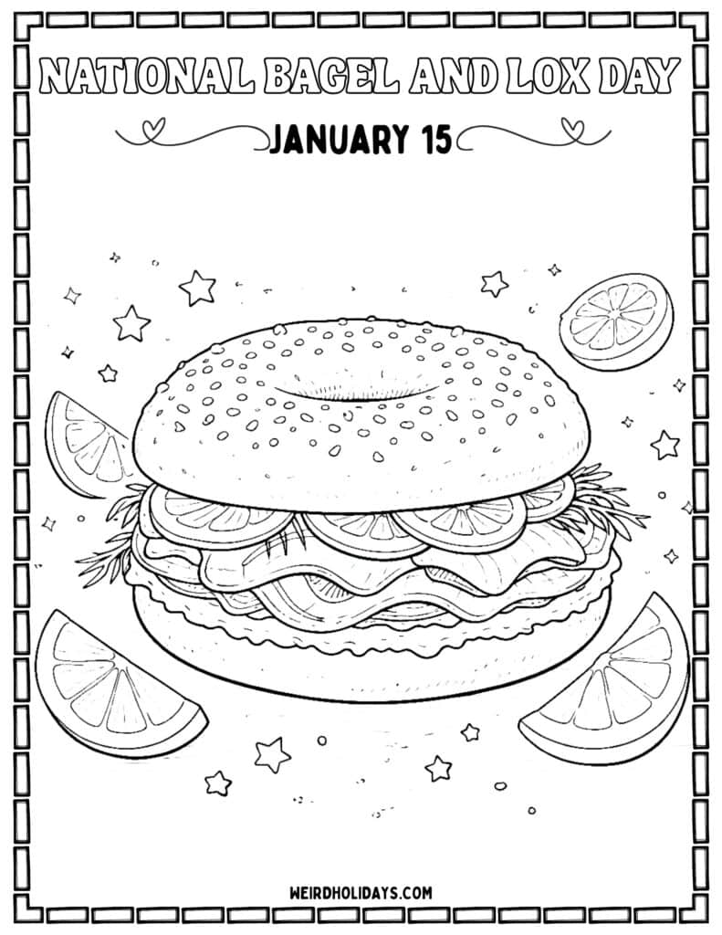 National Bagel & Lox Day Coloring page