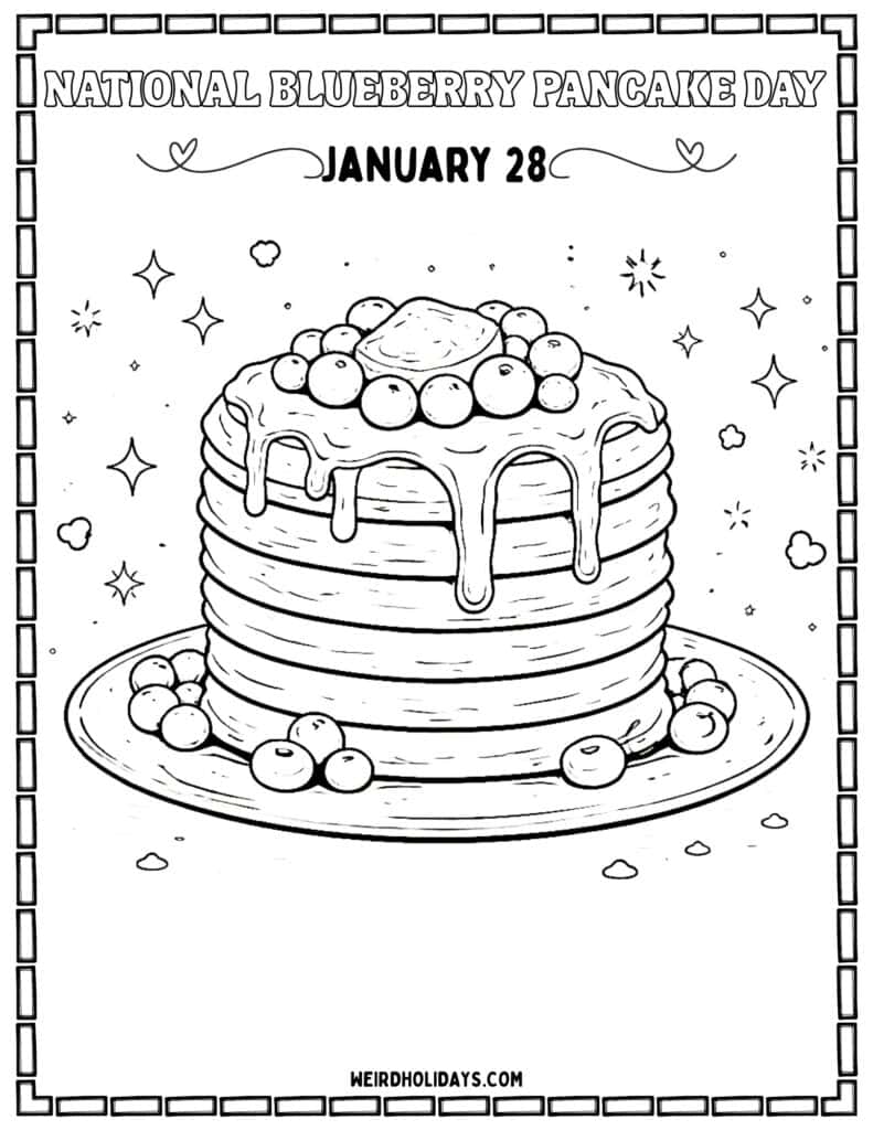 National Blueberry Pancake Day Coloring Page