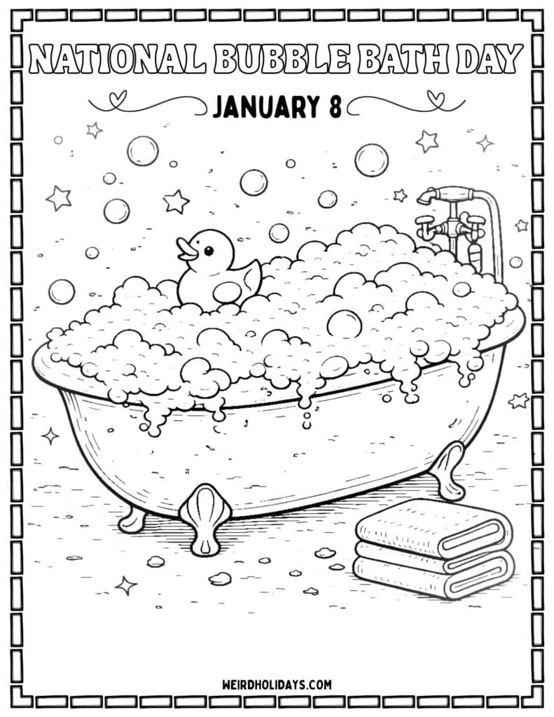 national bubble bath day coloring page