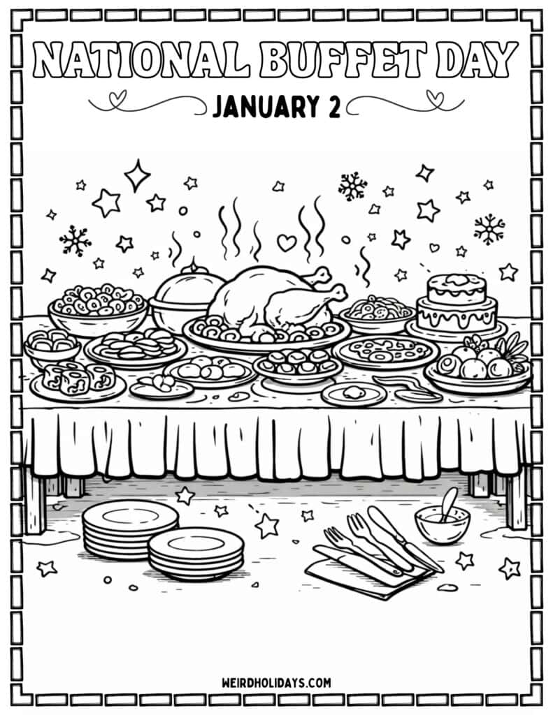 National Buffet Day Coloring Sheet