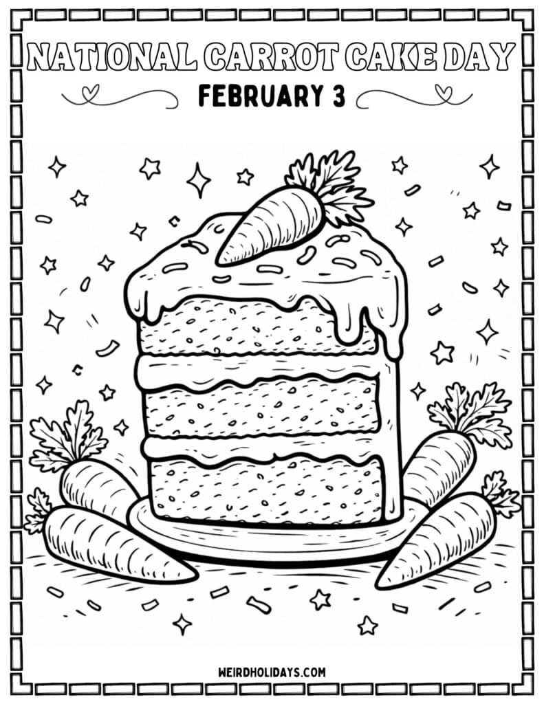 National Carrot Cake Day Coloring Page