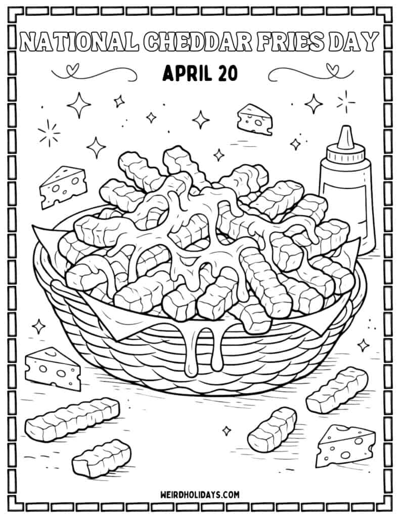 National Cheddar Fries Day Coloring Page
