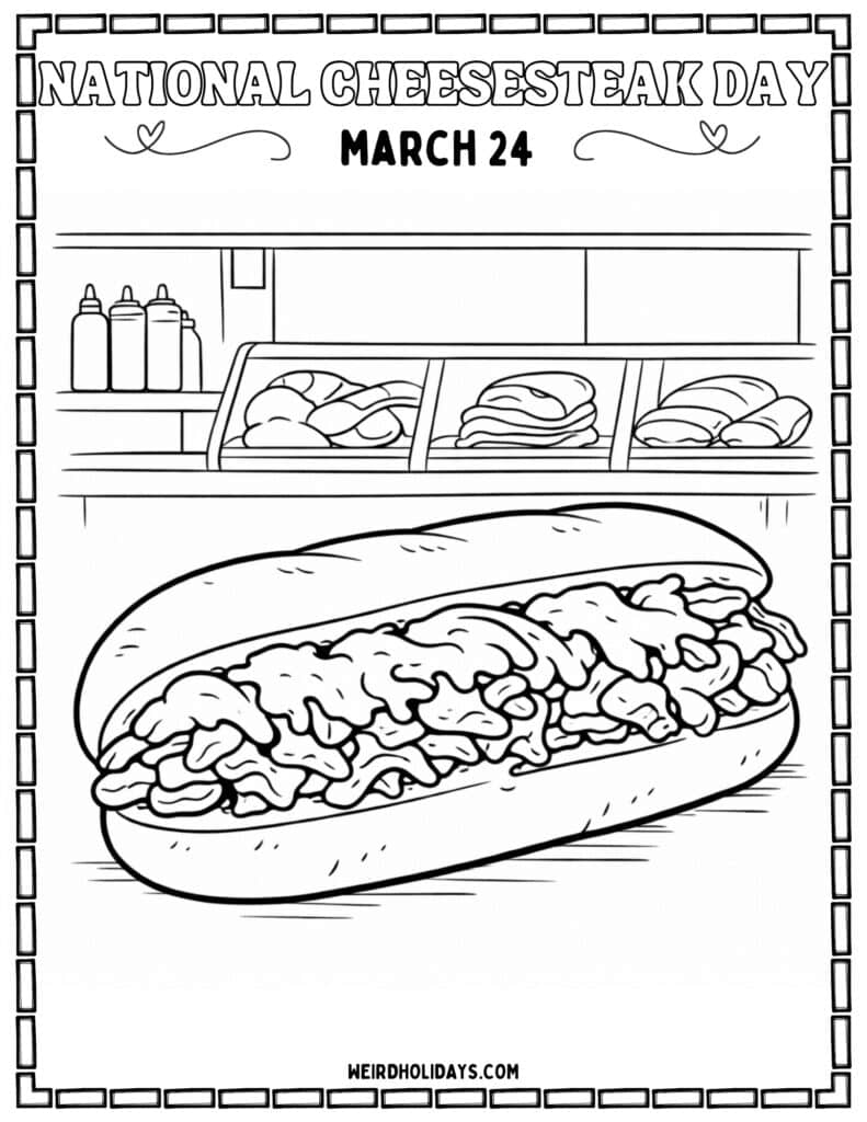 National Cheesesteak Day Coloring Page