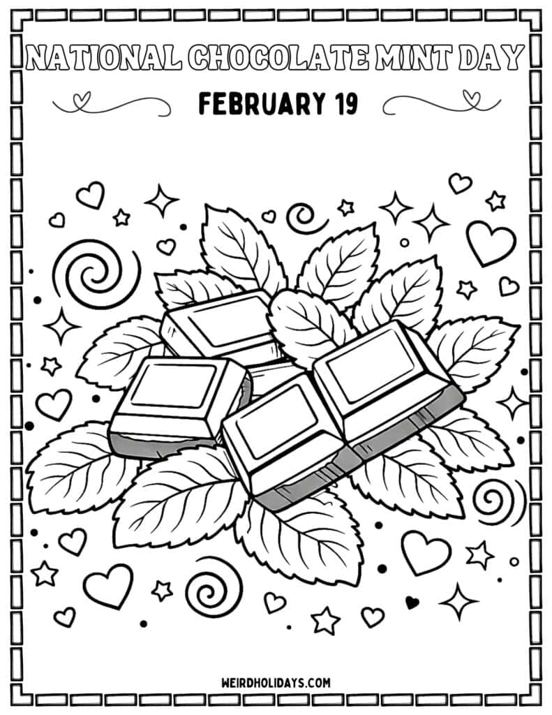 National Chocolate Mint Day Coloring Page