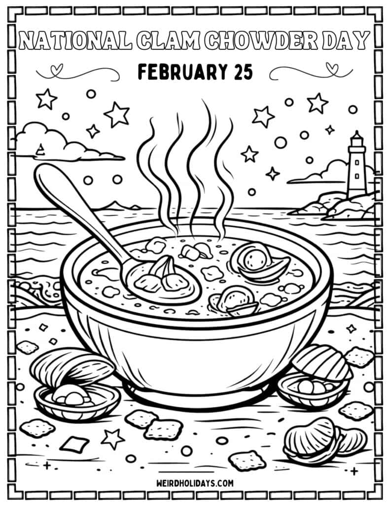 National Clam Chowder Day Coloring Page