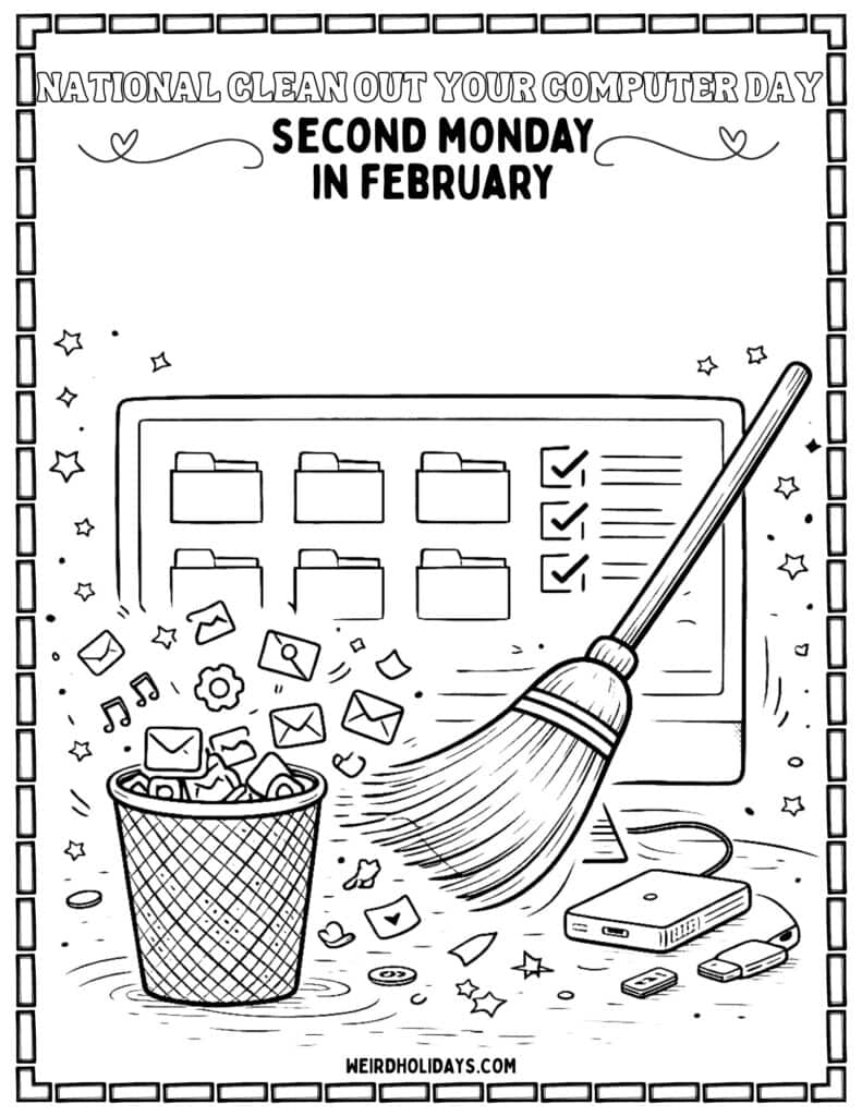 National Clean Out Your Computer Day Coloring page