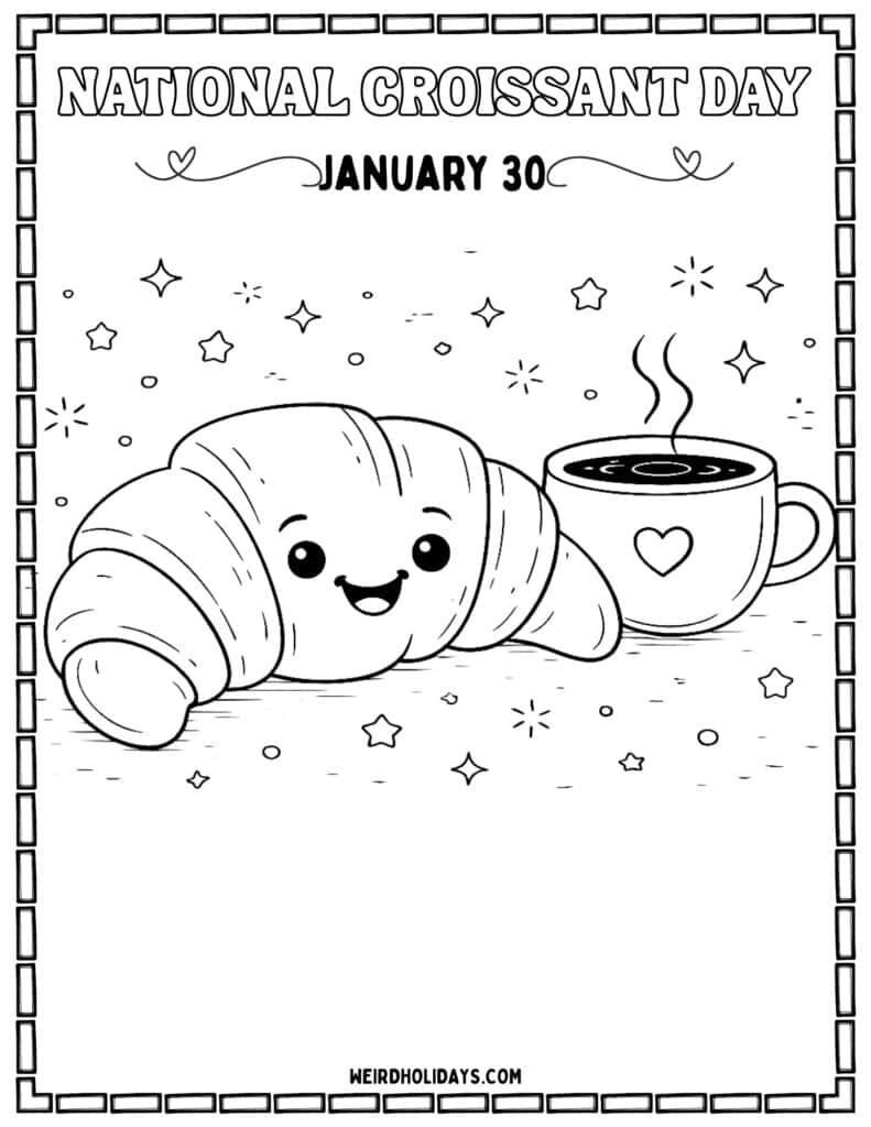 National Croissant Day Coloring Page