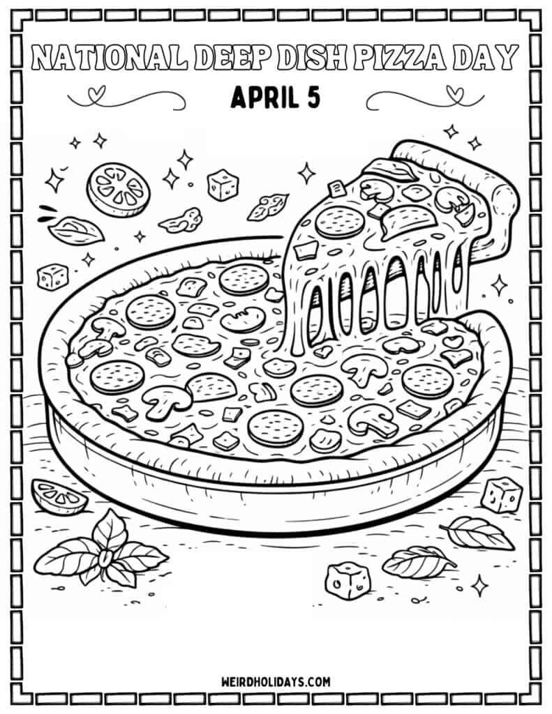 National Deep Dish Pizza Day Coloring Page