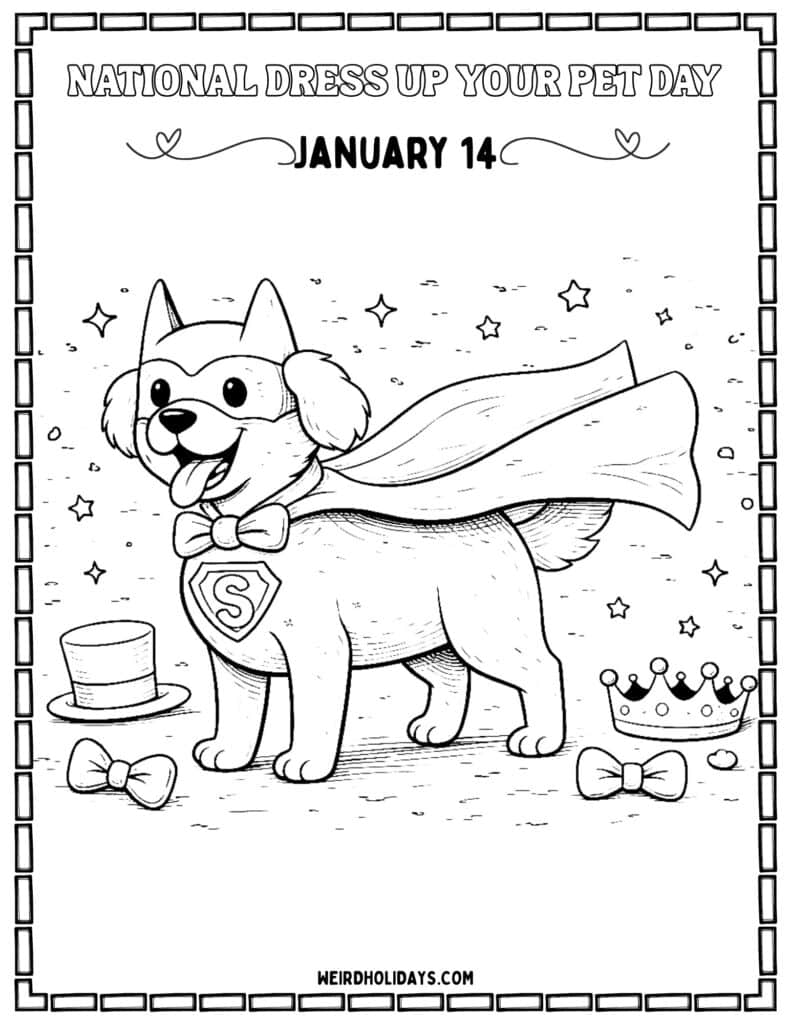 National Dress Up Your Pet Day Coloring Page