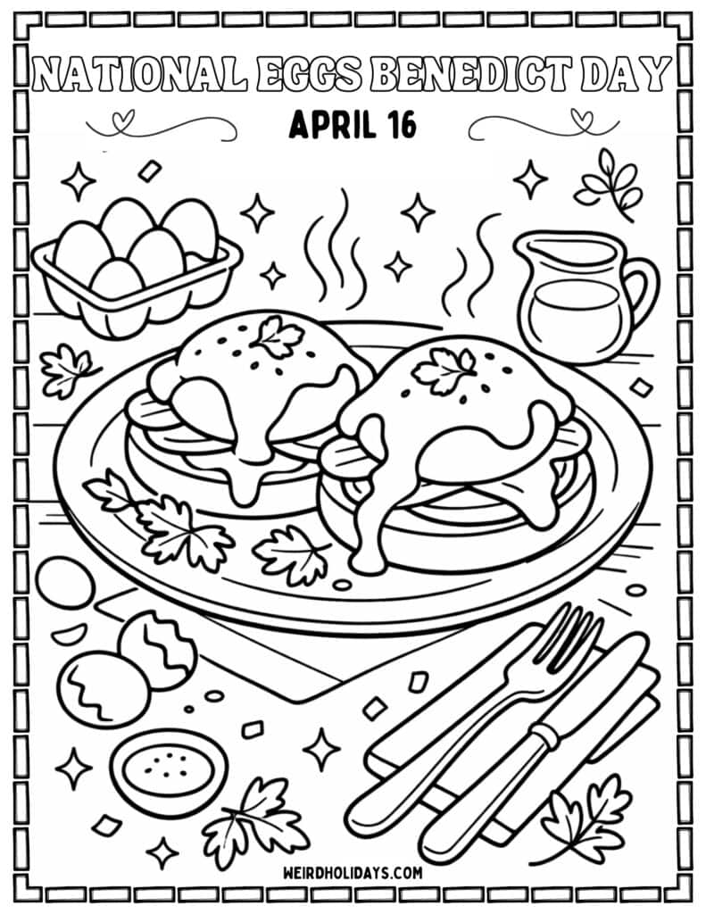 National Eggs Benedict Day Coloring Page