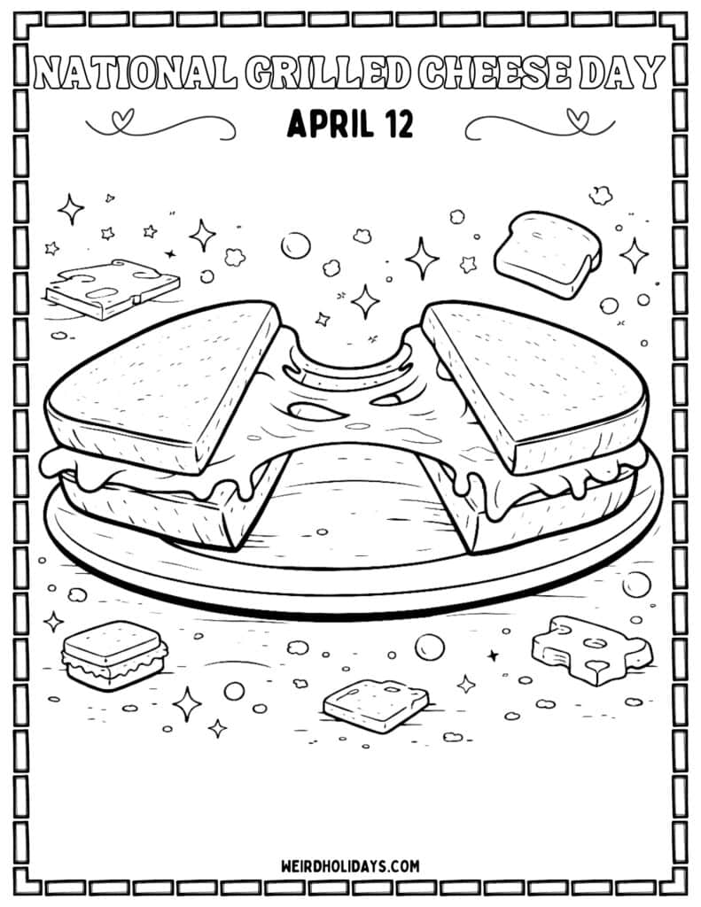 National Grilled Cheese Day Coloring Page