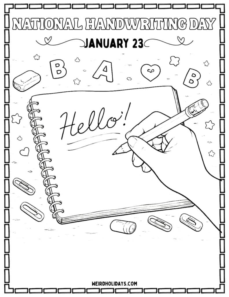 National Handwriting Day Coloring Page