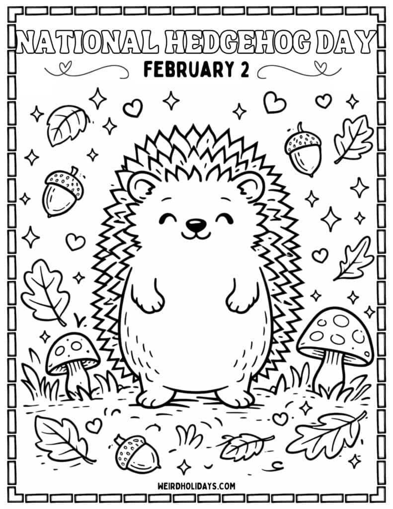 National Hedgehog Day Coloring Page