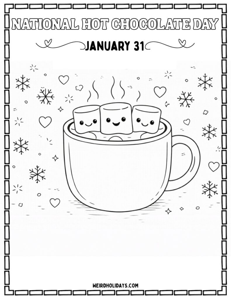 National Hot Chocolate Day Coloring Page