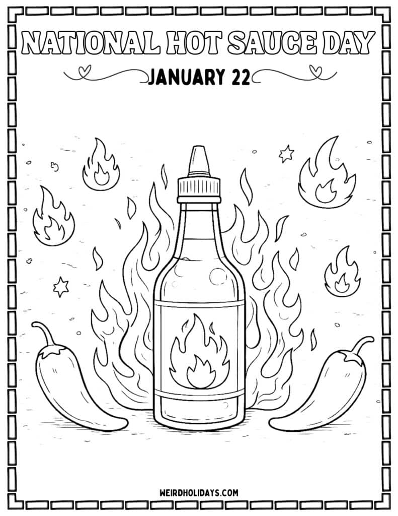 National Hot Sauce Day Coloring Page