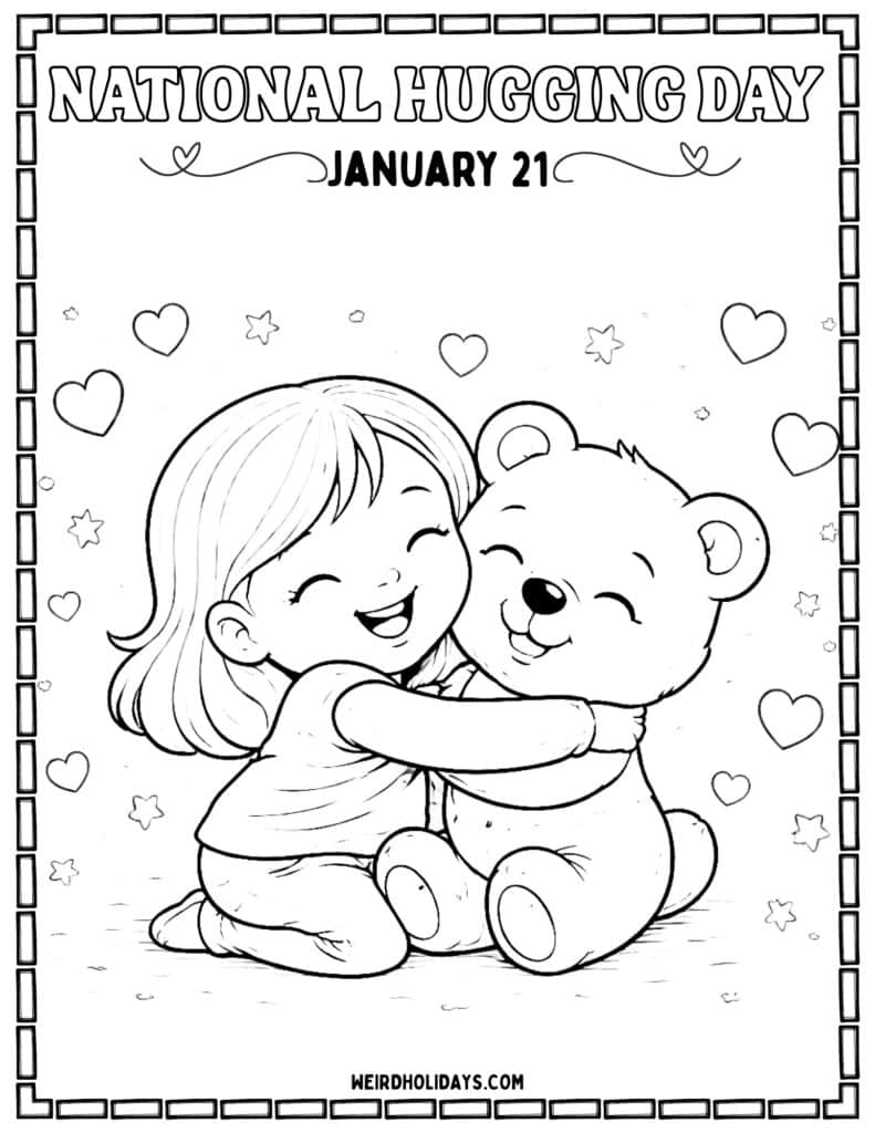 National Hugging Day Coloring Page