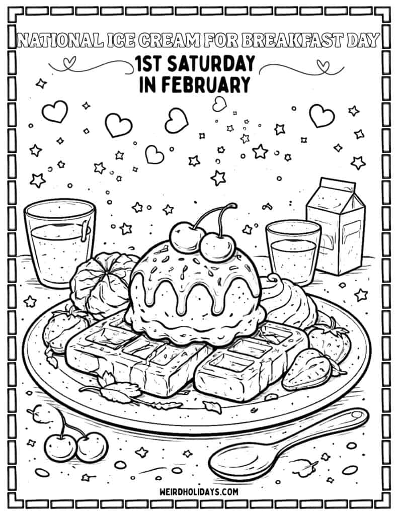 National Ice Cream for Breakfast Day Coloring Page