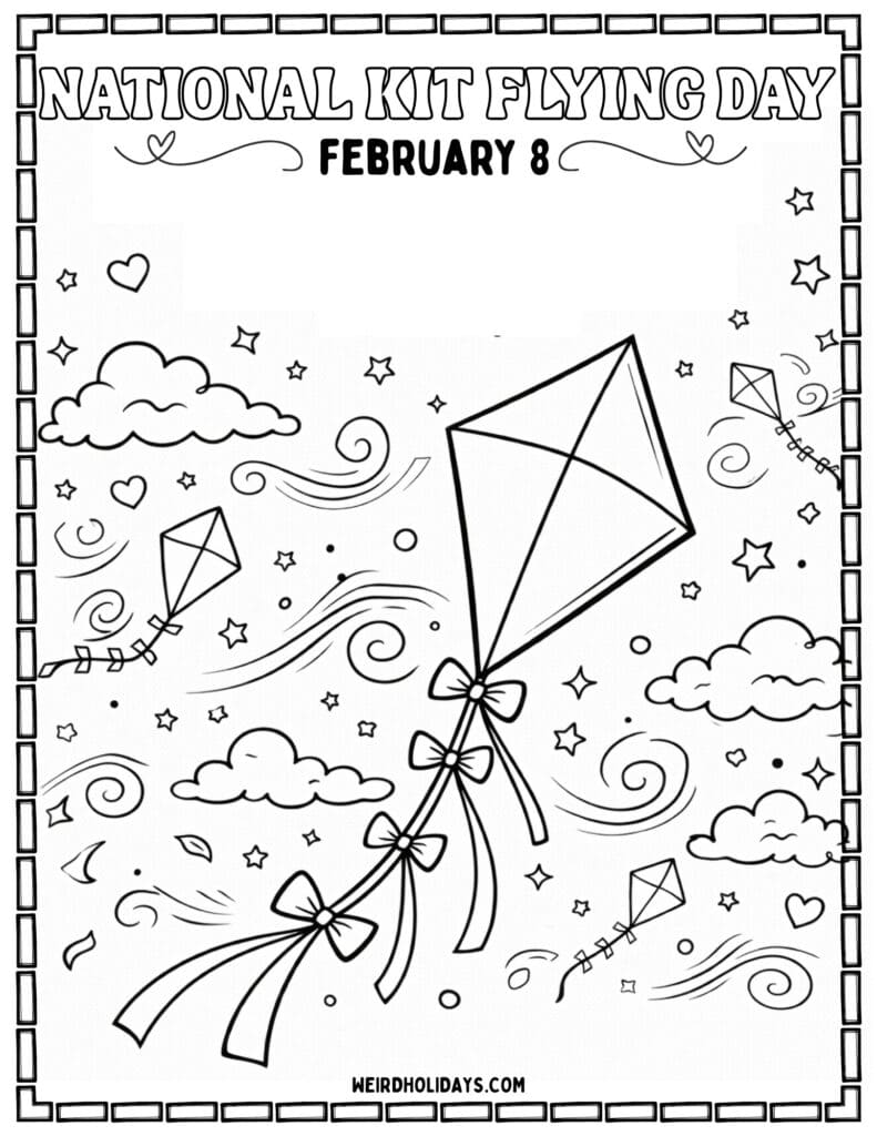 National Kite Flying Day Coloring Page
