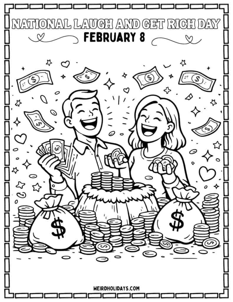 National Laugh & Get Rich Day Coloring Page