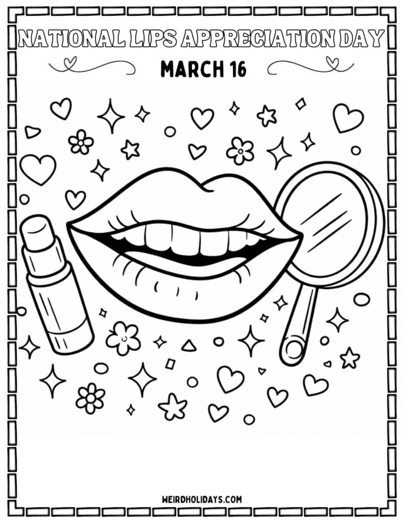 National Lip Appreciation Day Coloring Page