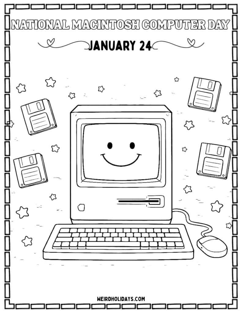 National Macintosh Computer Day Coloring Page