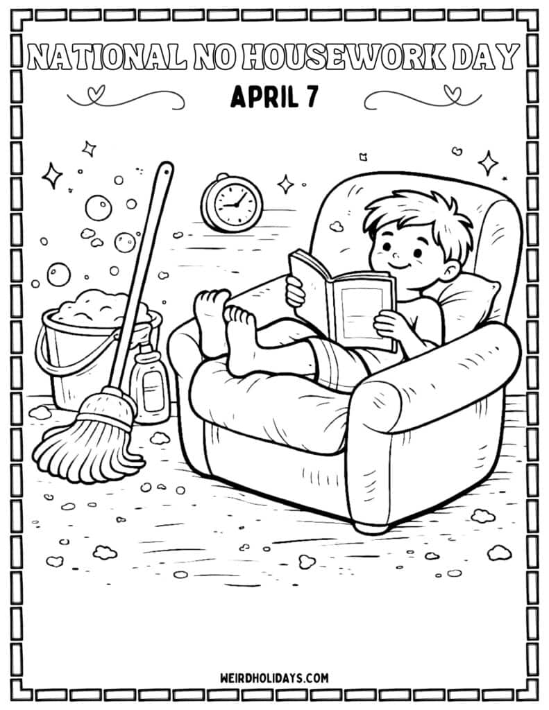 National No Housework Day Coloring Page