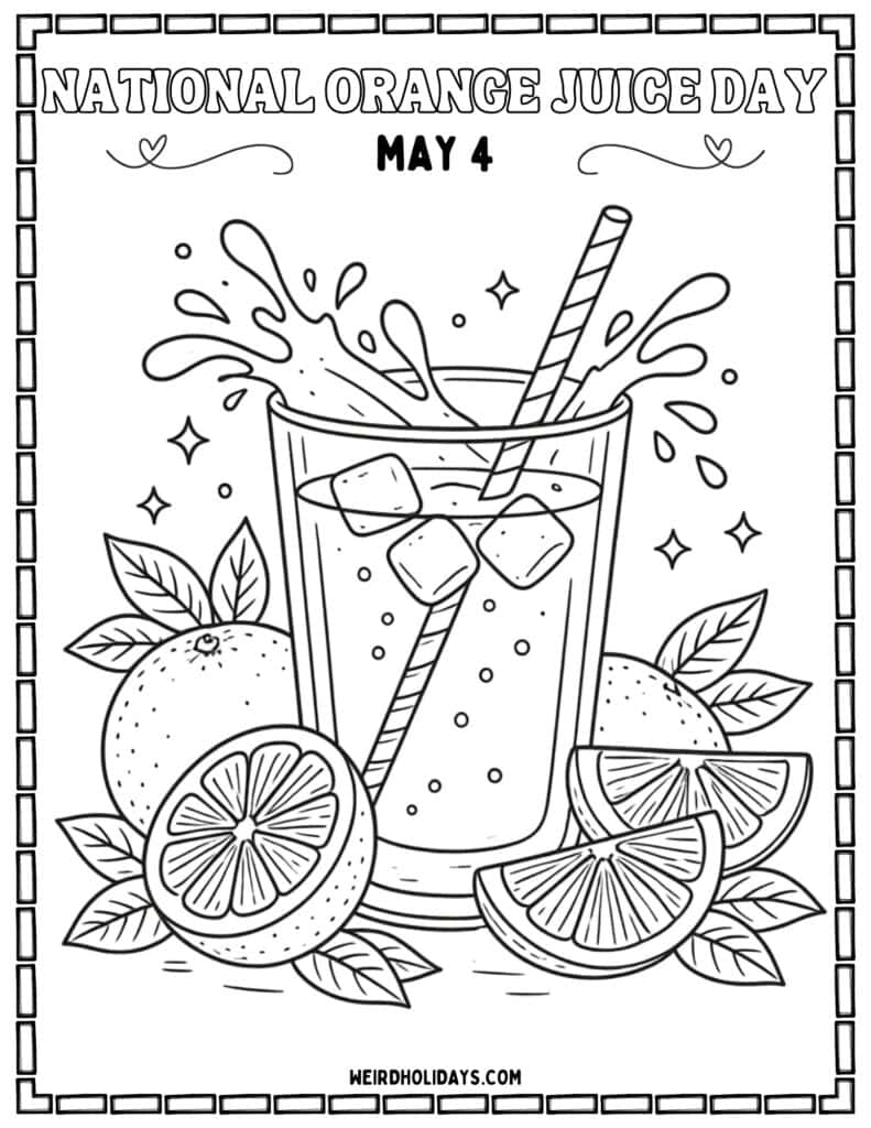 National OJ Day Coloring Page