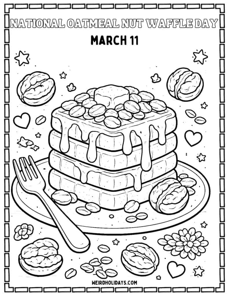 National Oatmeal Nut Waffle Day Coloring Page
