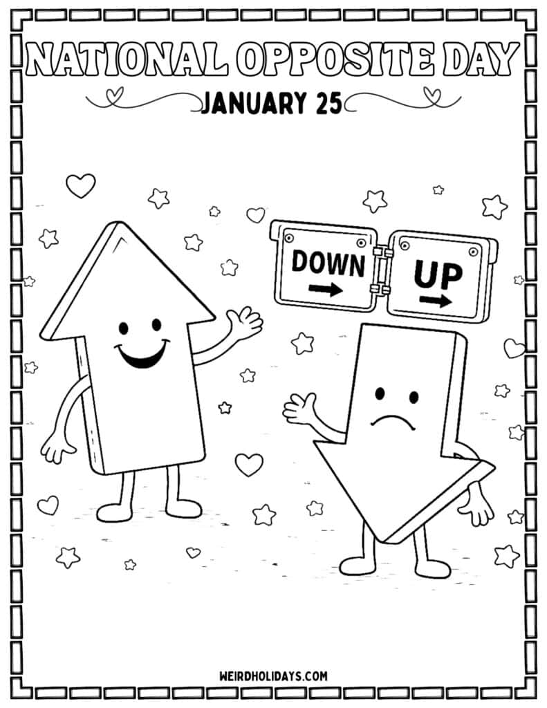 National Opposite Day Coloring Page