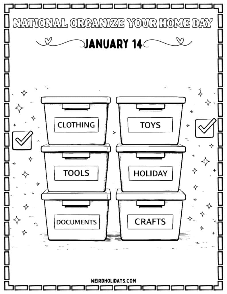 National Organize Your Home Day Coloring Page