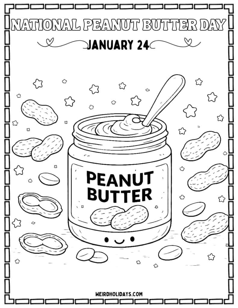 National Peanut Butter Day Coloring Page
