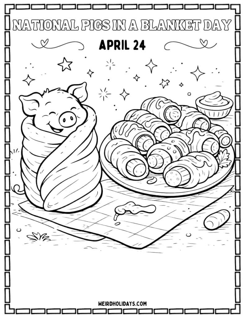 National Pigs in a Blanket Day Coloring Page