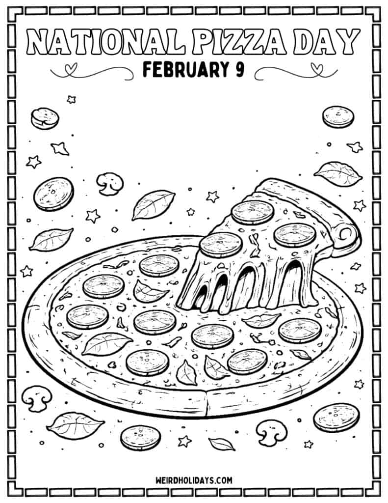 National Pizza Day Coloring Page