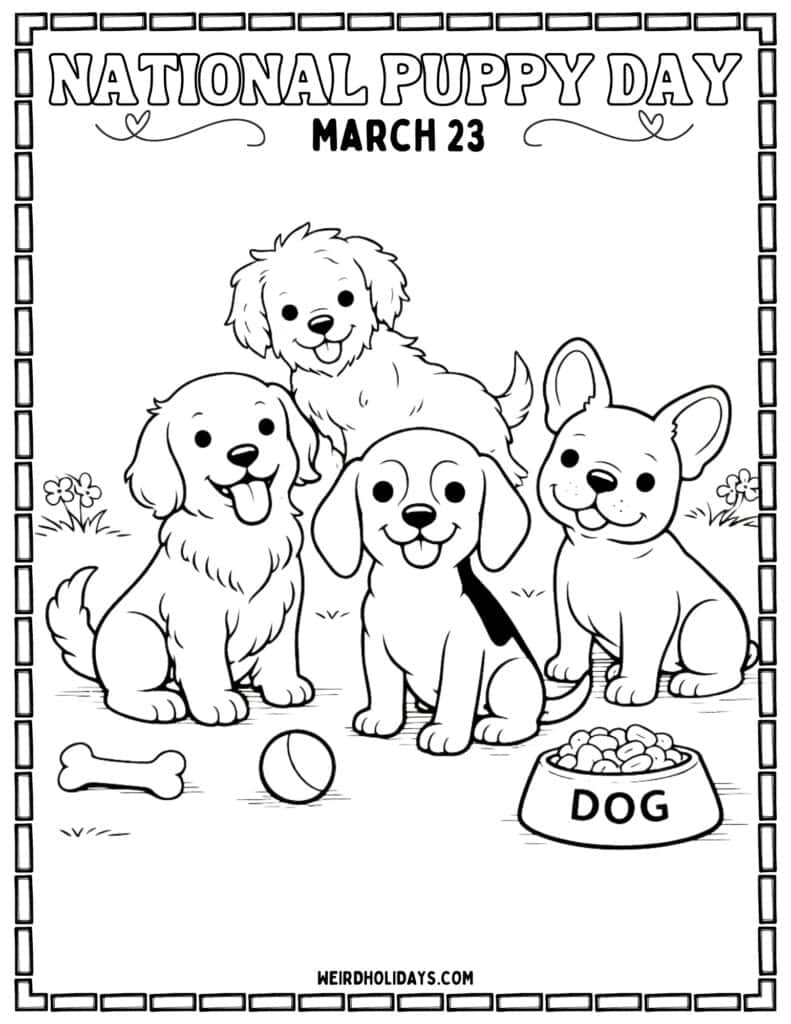 National Puppy Day Coloring Page