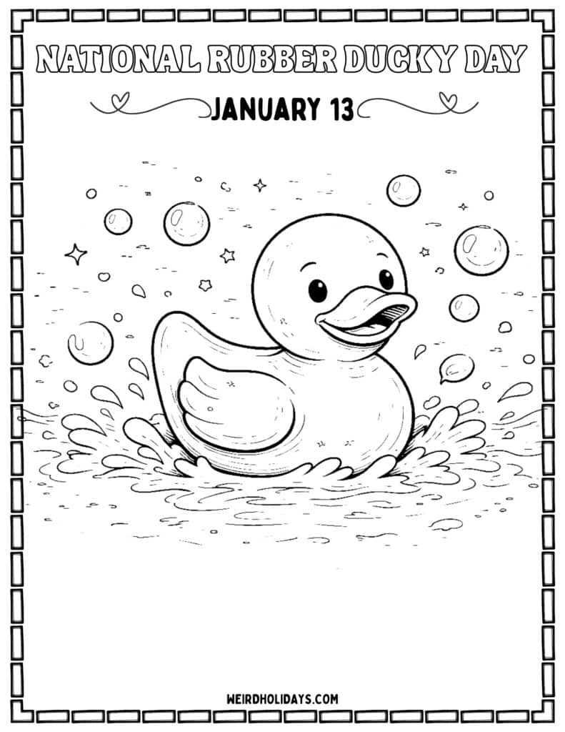 National Rubber Ducky Day Coloring Page