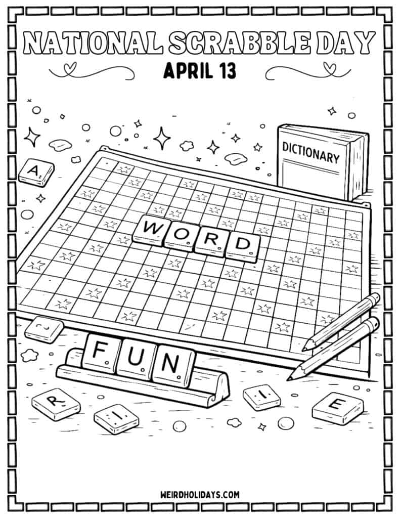 National Scrabble Day Coloring Page