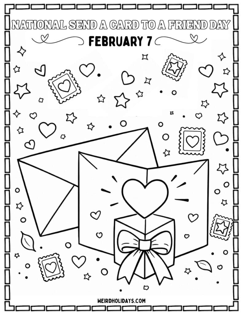 National Send a Card to a Friend Day Coloring Page