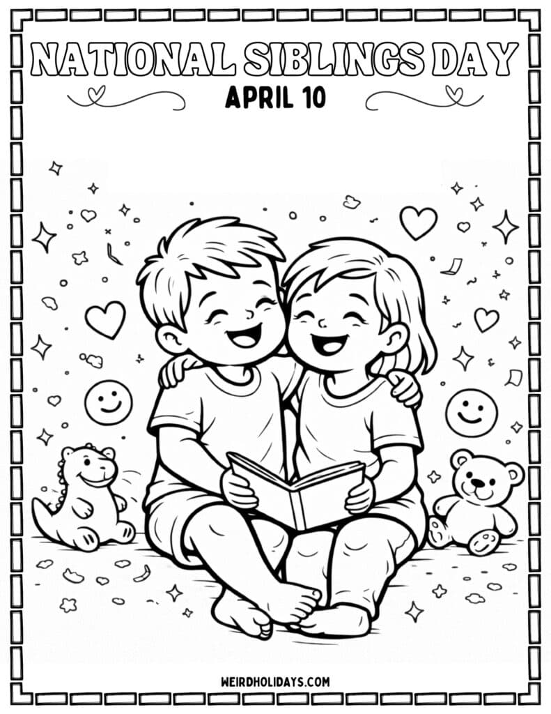 National Siblings Day Coloring Page